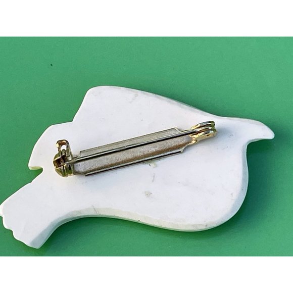 Vintage 1980s Laurel Burch Snow Dove Bird Brooch Resin - Picture 2 of 10